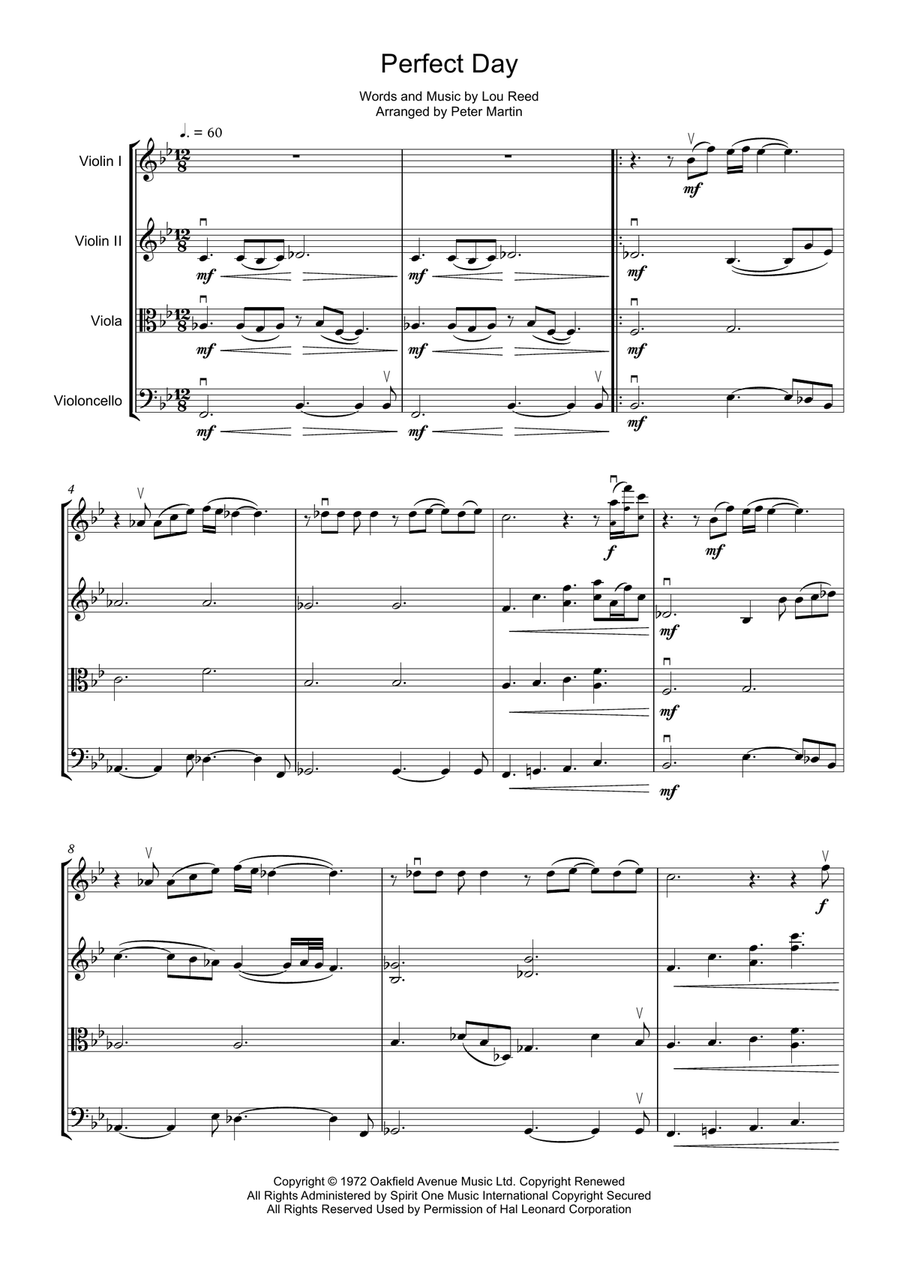 Perfect Day String Quartet scores gallery preview page 6