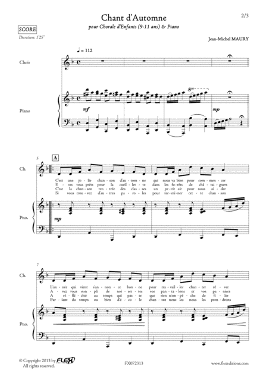 Chant d'Automne Children's Choir scores gallery preview page 3