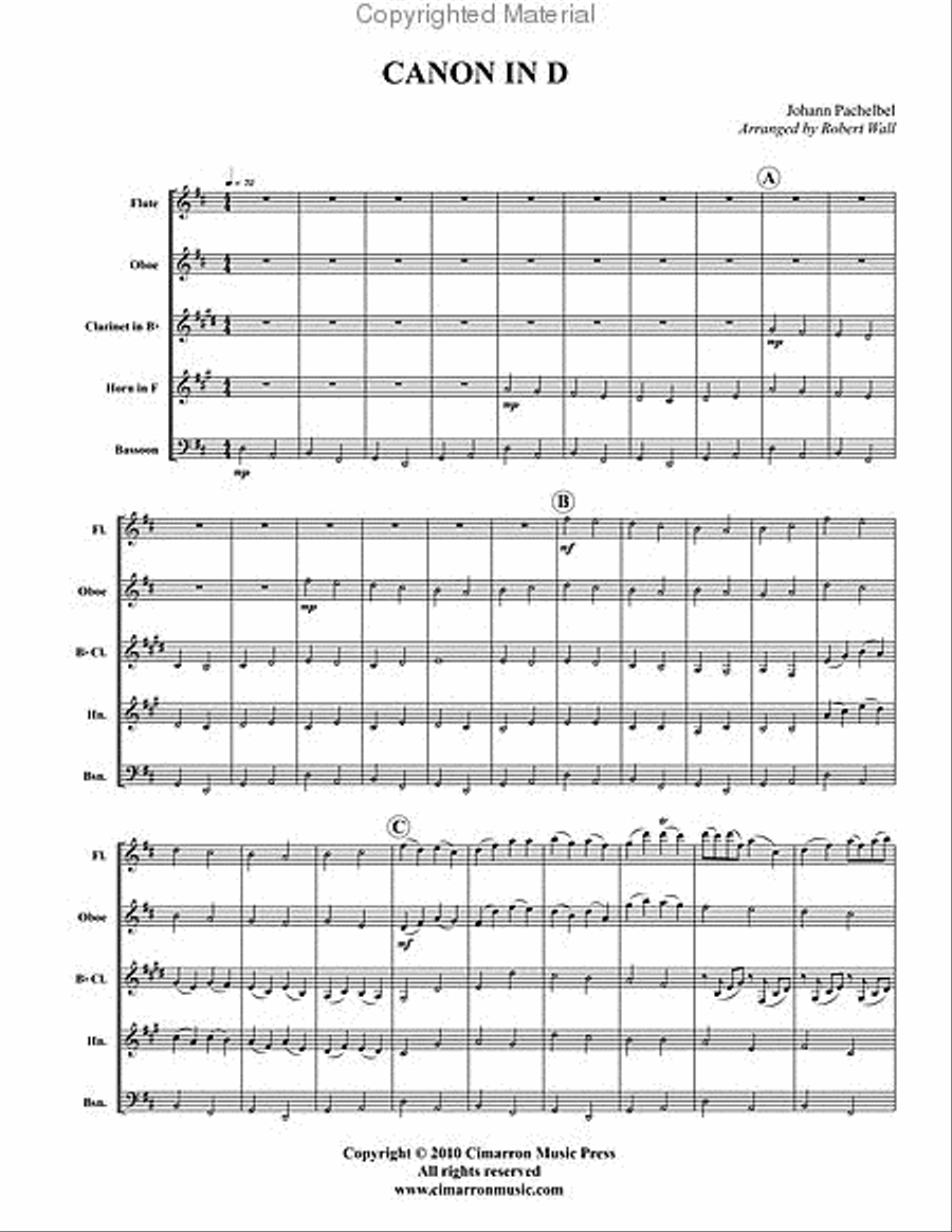 Canon in D Woodwind Quintet scores gallery preview page 2