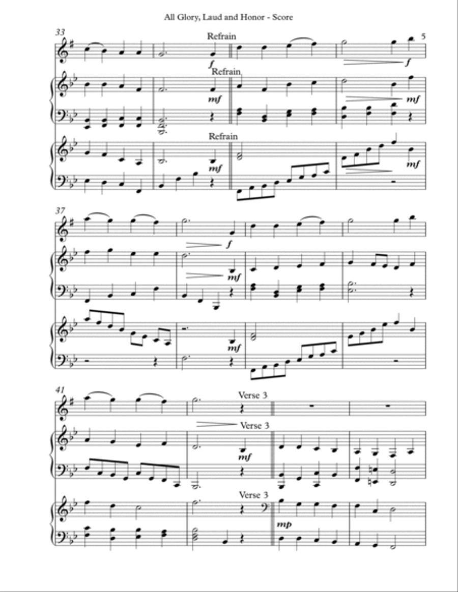 All Glory, Laud and Honor Trio for Eb Alto Saxophone, Harp and Piano Alto Saxophone scores gallery preview page 5