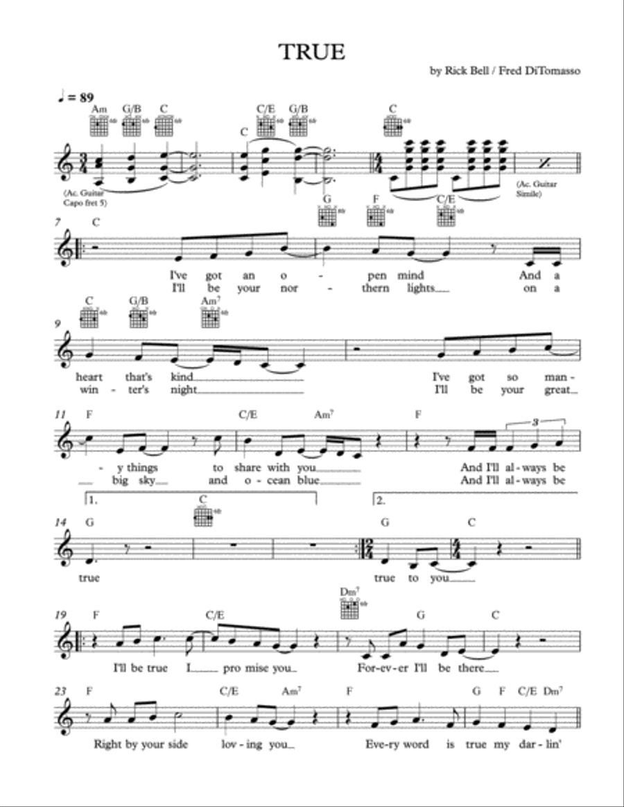 TRUE Acoustic Guitar scores gallery preview page 1