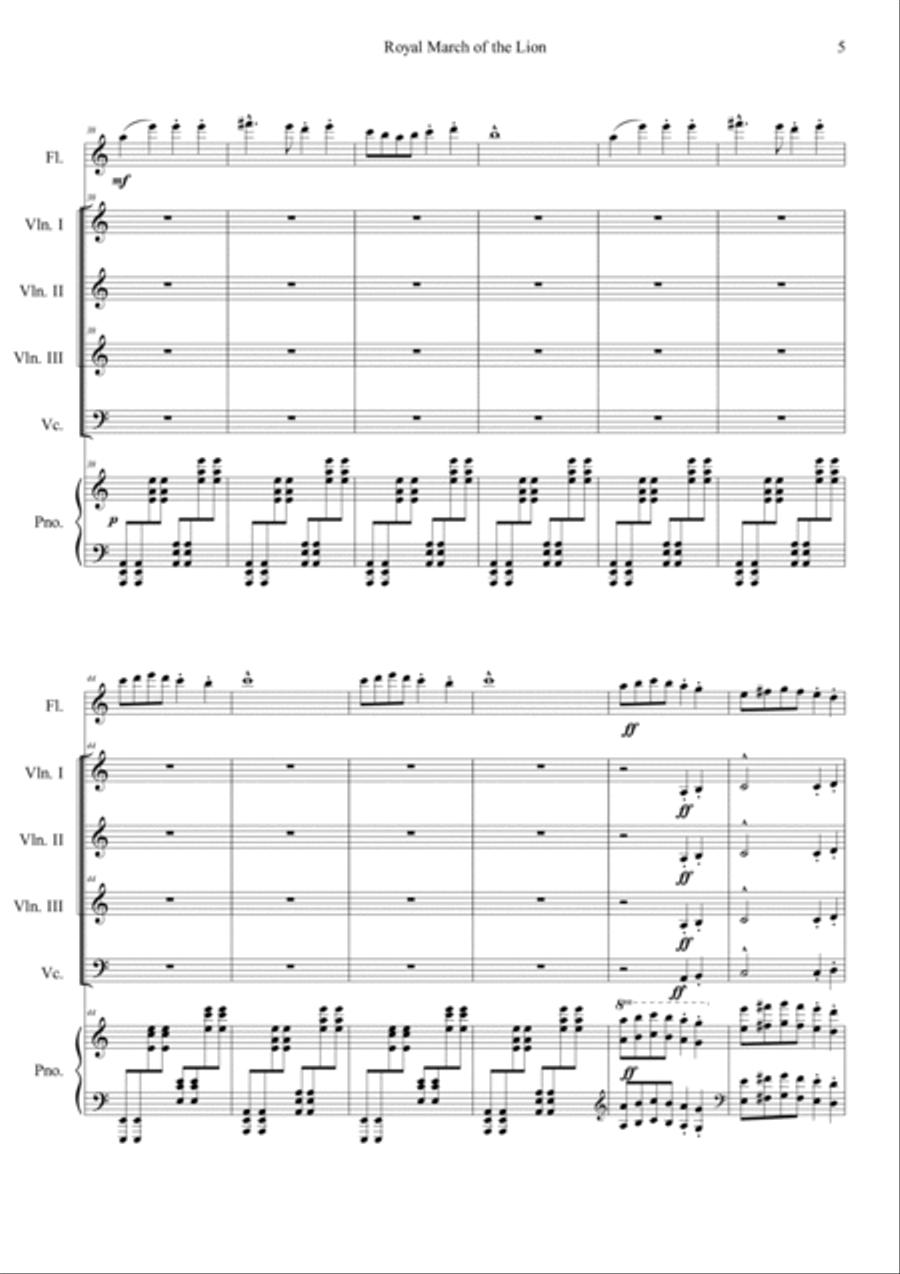 Le Lion (Le Carnaval des Animaux) Orchestra scores gallery preview page 5