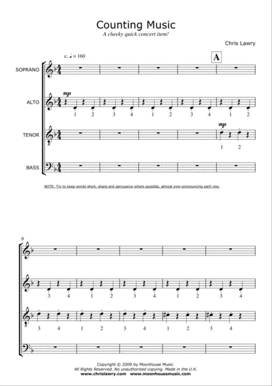 Counting Music (for SATB / choir - a capella) 4-Part scores gallery preview page 2