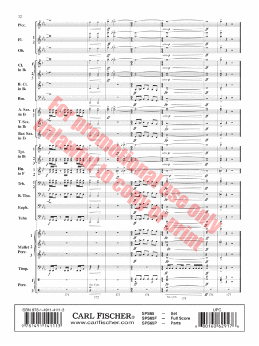Rain and Snow on the Cedar Cliffs Concert Band scores gallery preview page 33