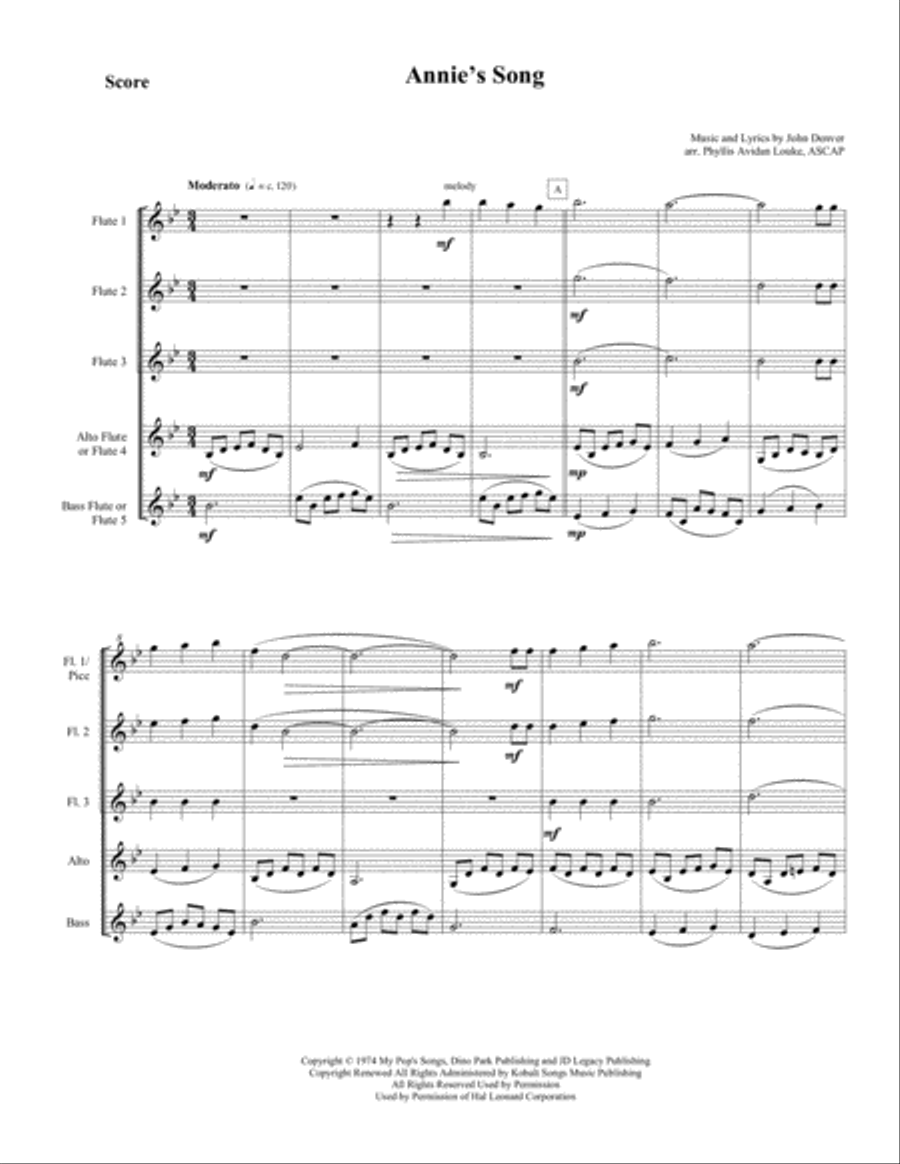Annie's Song Woodwind Ensemble scores gallery preview page 5