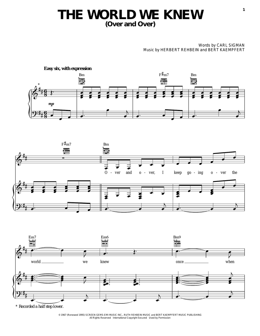 World We Knew (Over And Over) Piano, Vocal, Guitar scores gallery preview page 1