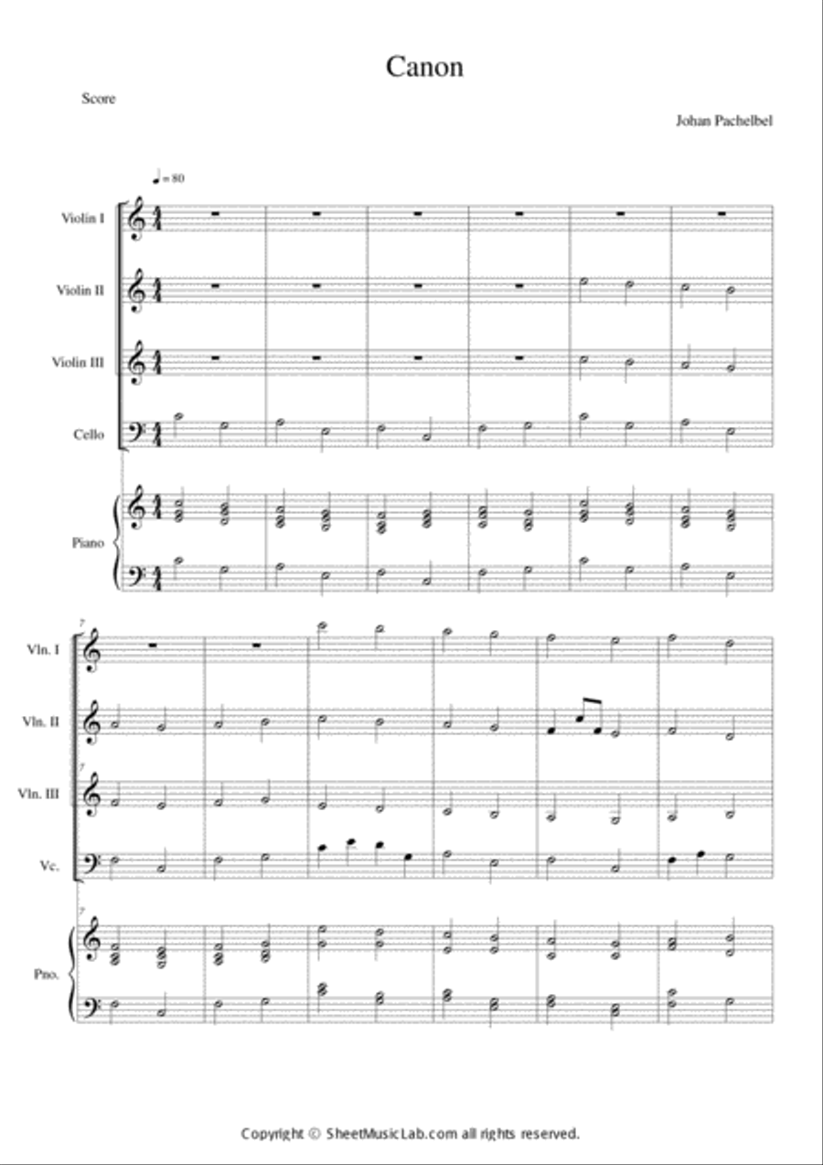 Canon in C Cello scores gallery preview page 1