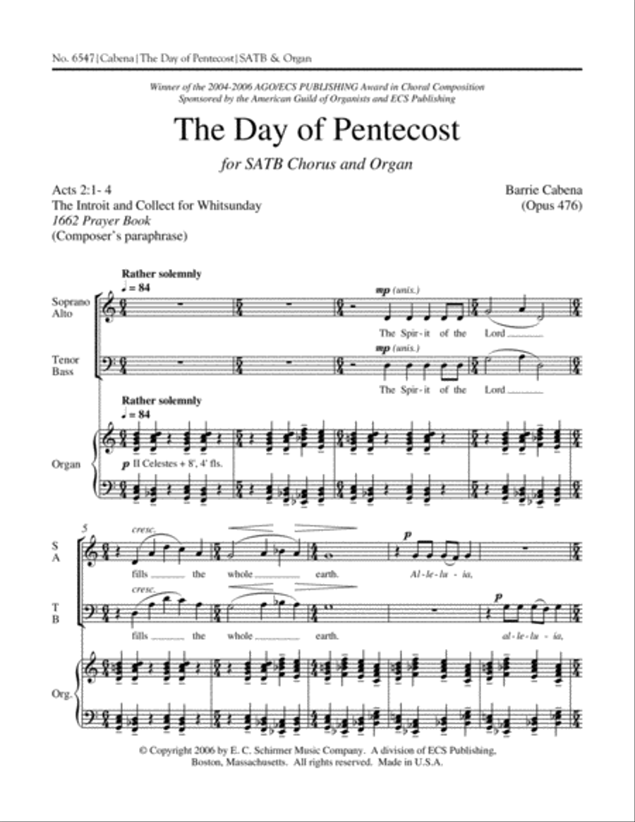 The Day of Pentecost 4-Part scores gallery preview page 2