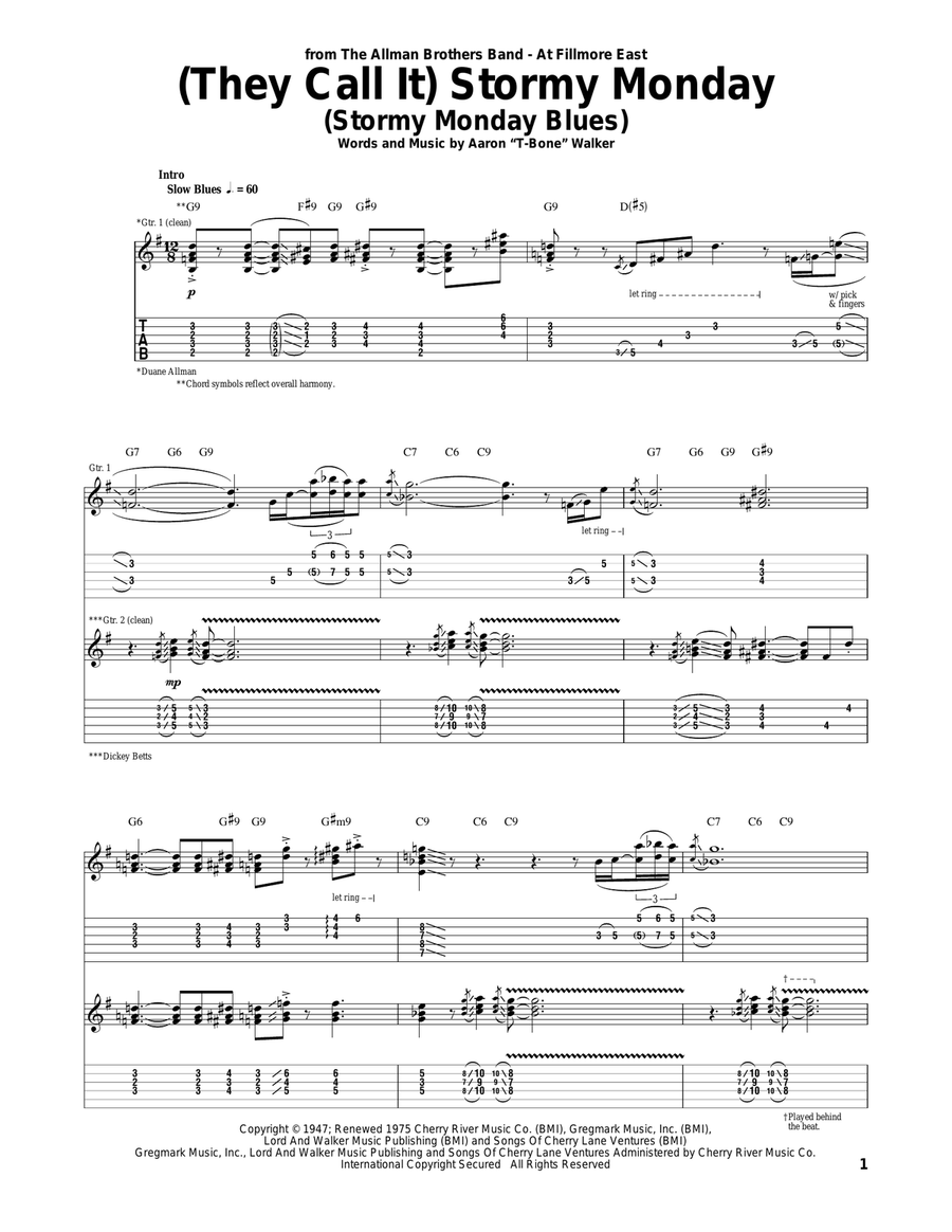 (They Call It) Stormy Monday (Stormy Monday Blues) Acoustic Guitar scores gallery preview page 1