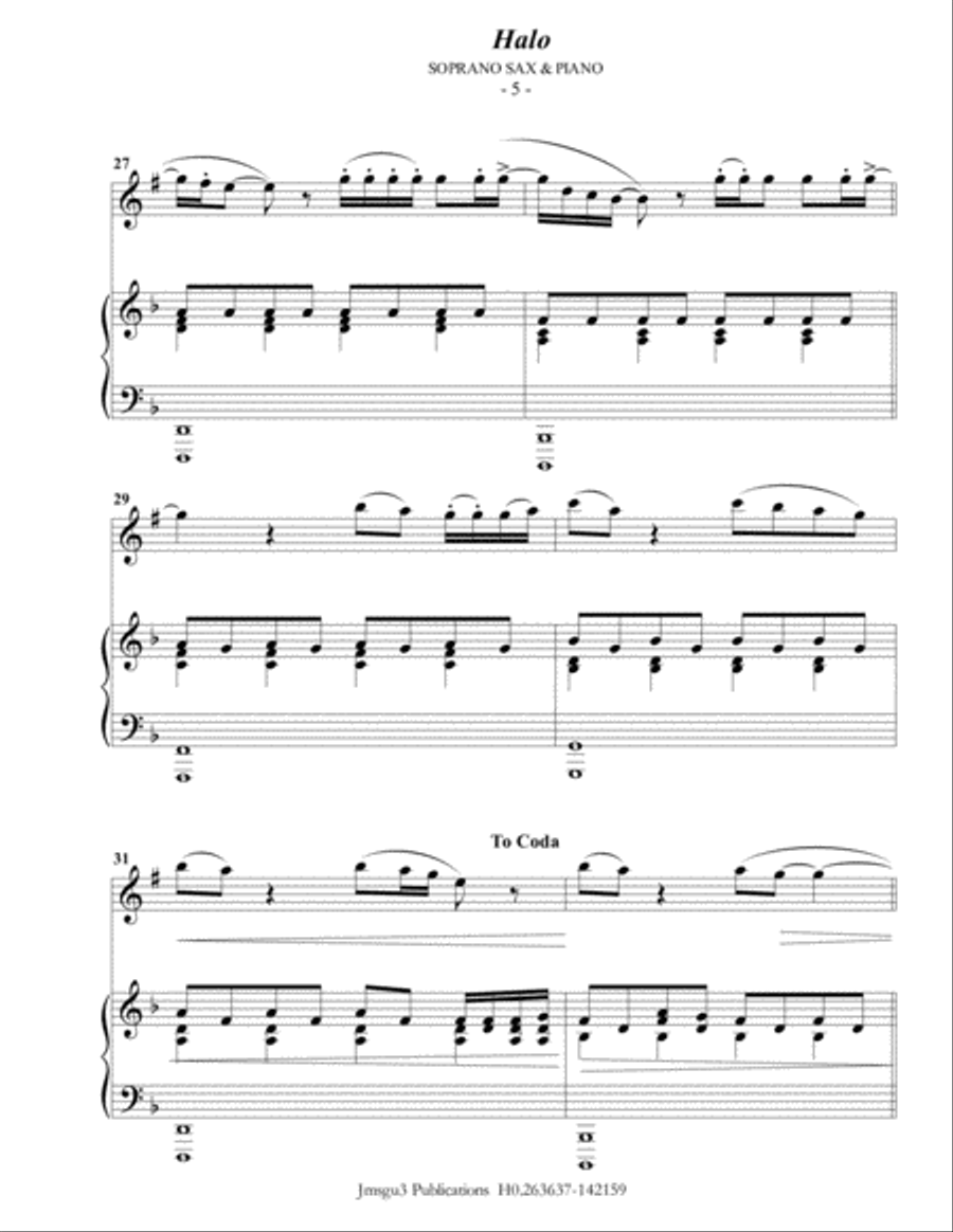 Halo Soprano Saxophone scores gallery preview page 5