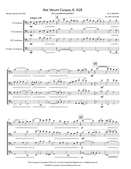 Ave Verum - Trombone Quartet image number null