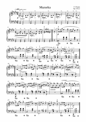 Chopin - Mazurka Op. 6 No.2 for piano solo