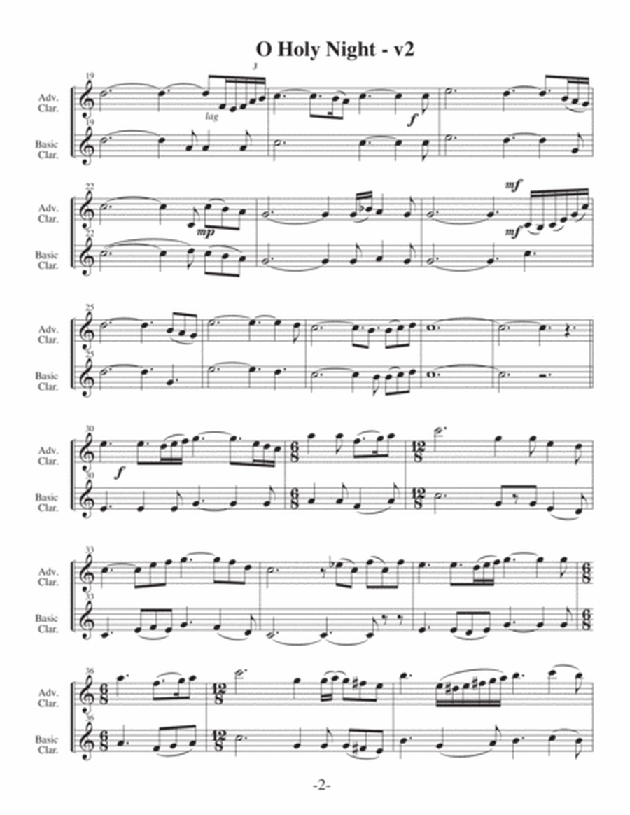 O Holy Night-v2 (Arrangements Level 3-5 for CLARINET + Written Acc) image number null