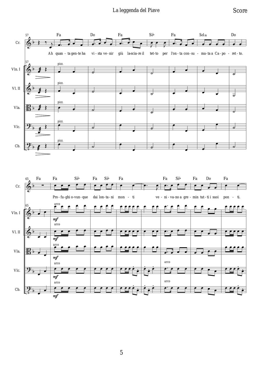 La Leggenda del Piave (Il Piave mormorava) Full Orchestra scores gallery preview page 5