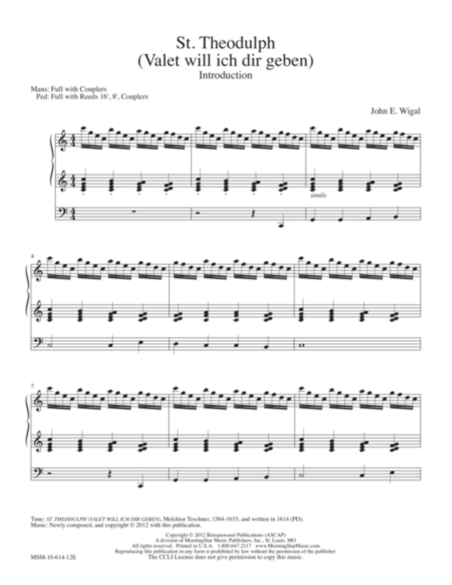 St. Theodulph/Valet will ich dir geben Organ scores gallery preview page 1