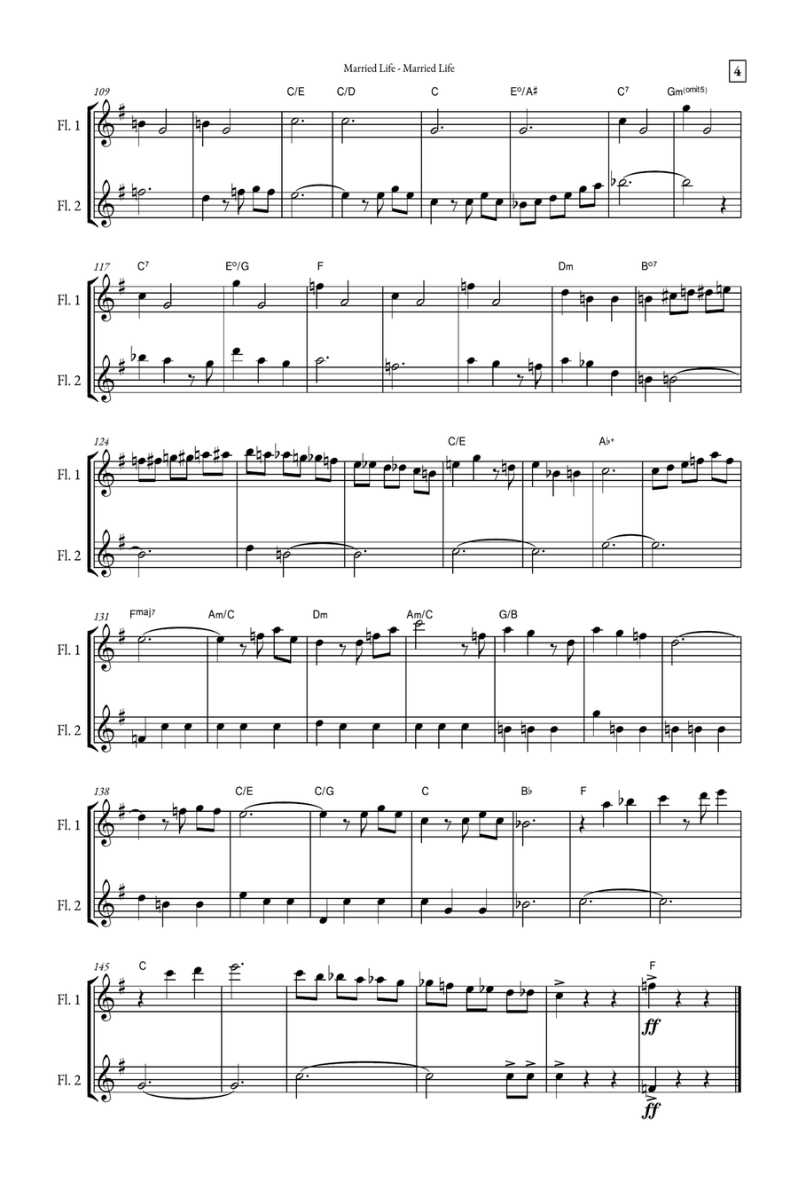 Married Life Flute Duet scores gallery preview page 4