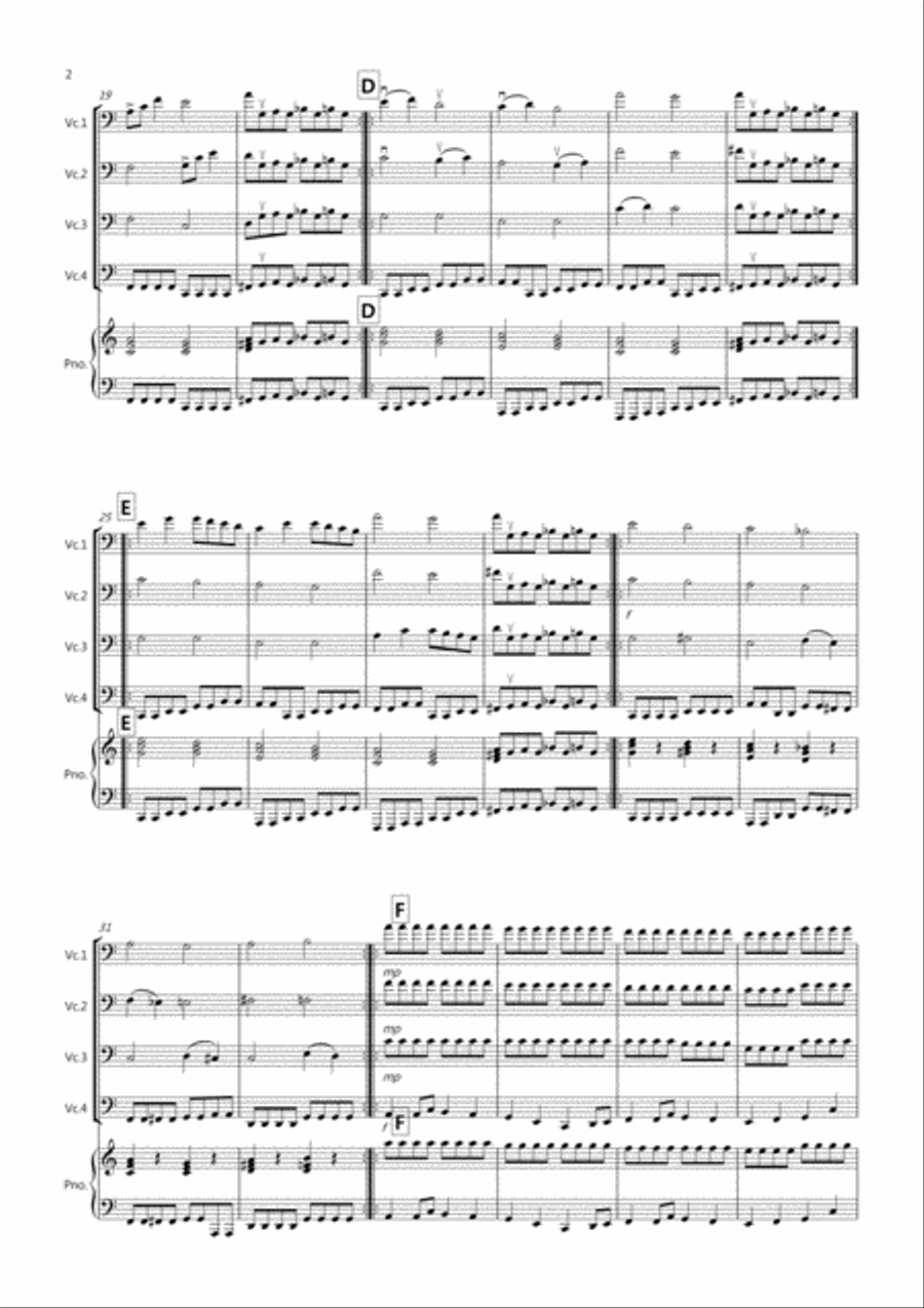 Pachelbel Rocks! for Cello Quartet Cello Solo scores gallery preview page 2