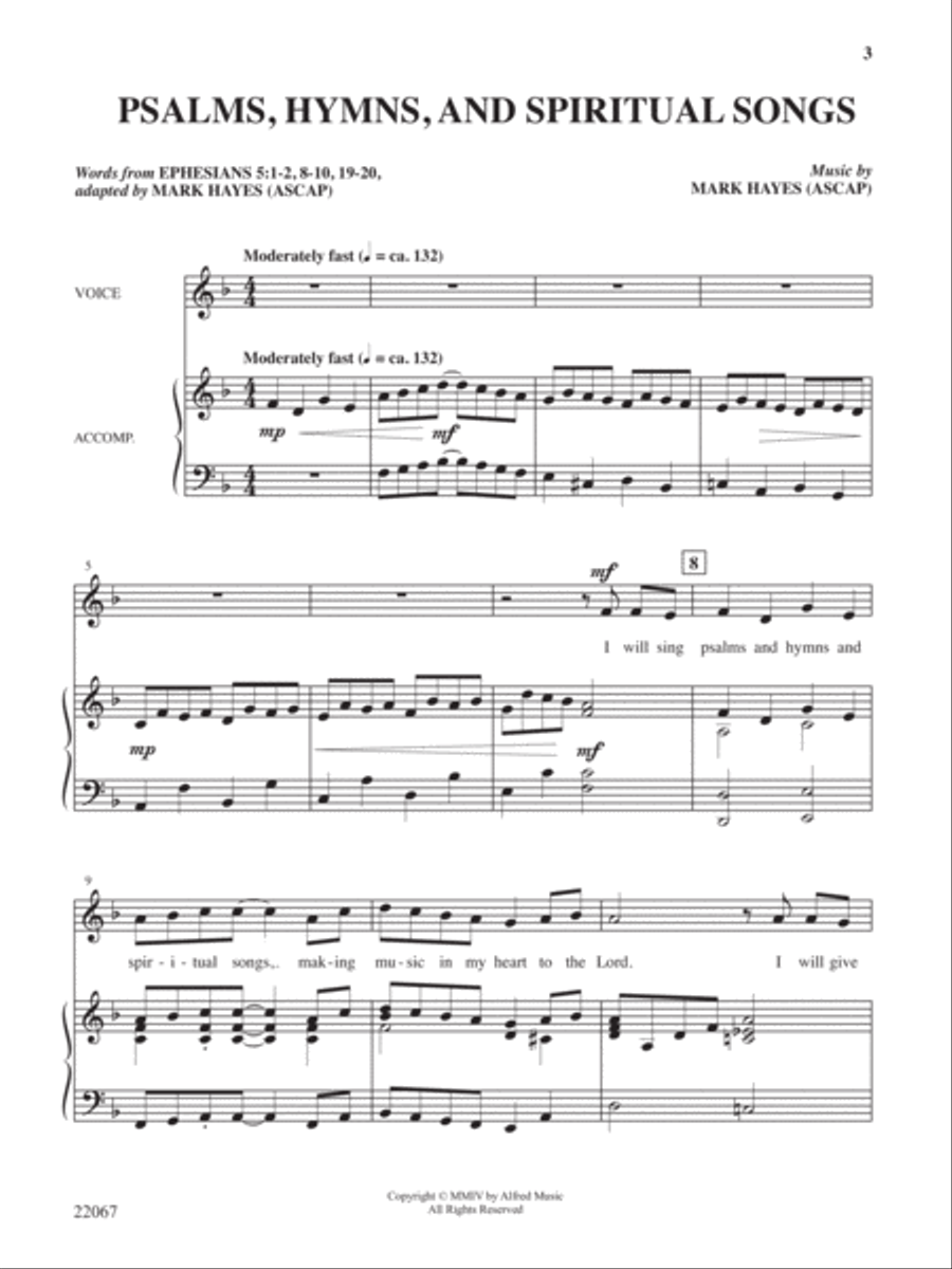 The Mark Hayes Vocal Solo Collection -- 7 Psalms and Spiritual Songs for Solo Voice Medium-High Voice scores gallery preview page 3