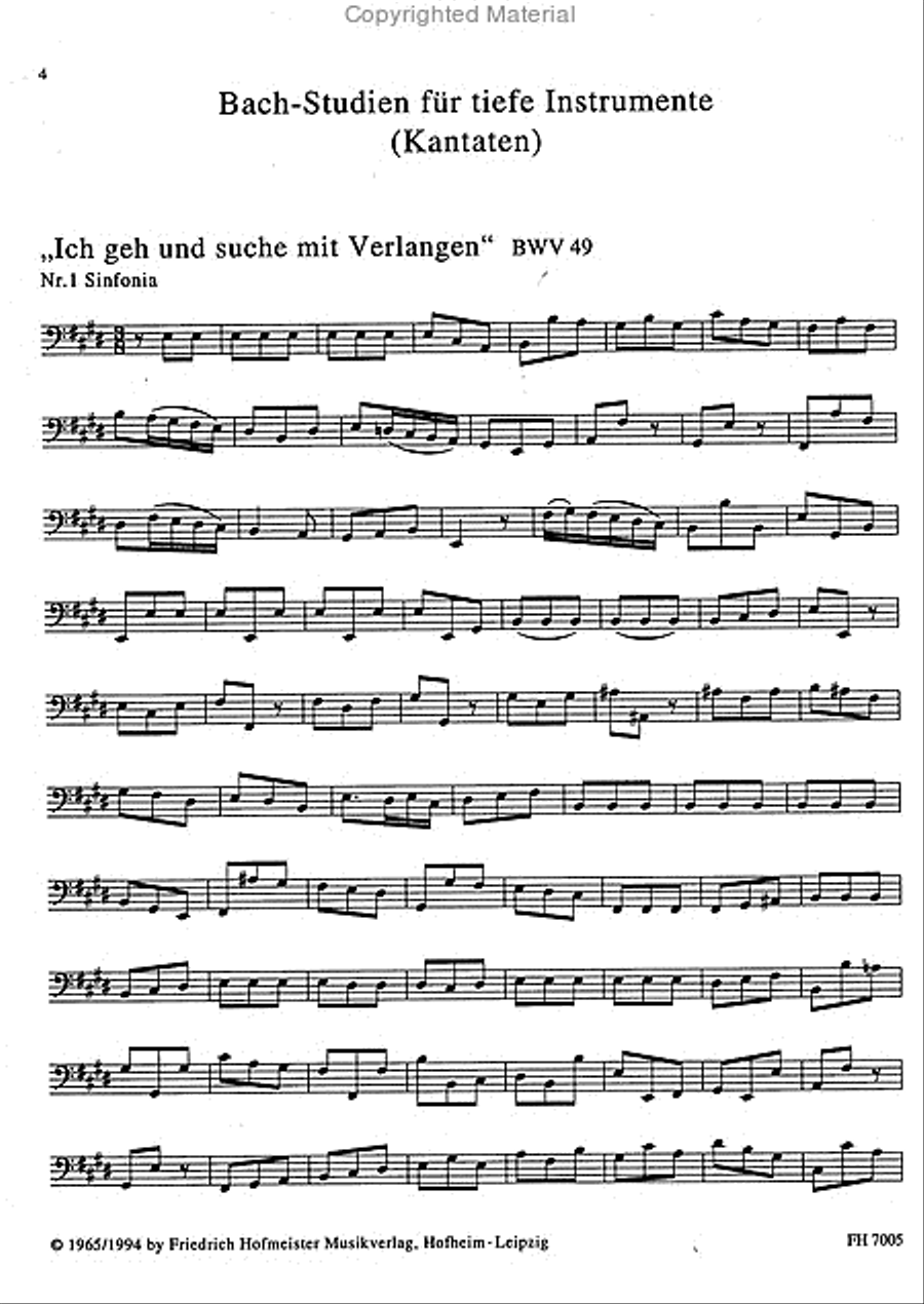 Bach-Studien fur tiefe Instrumente (Violoncello, Kontrabass, Fagott)