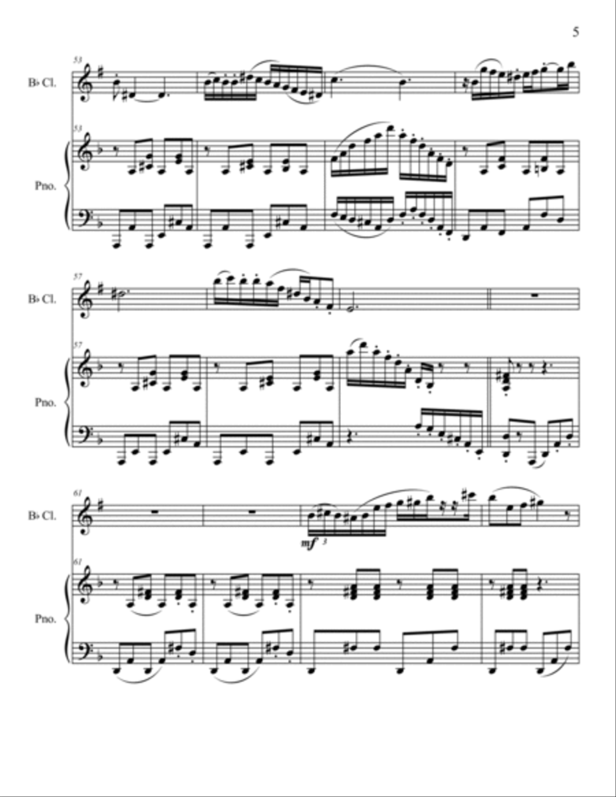Rhapsody No. 1 for Clarinet and Piano Clarinet Solo scores gallery preview page 5