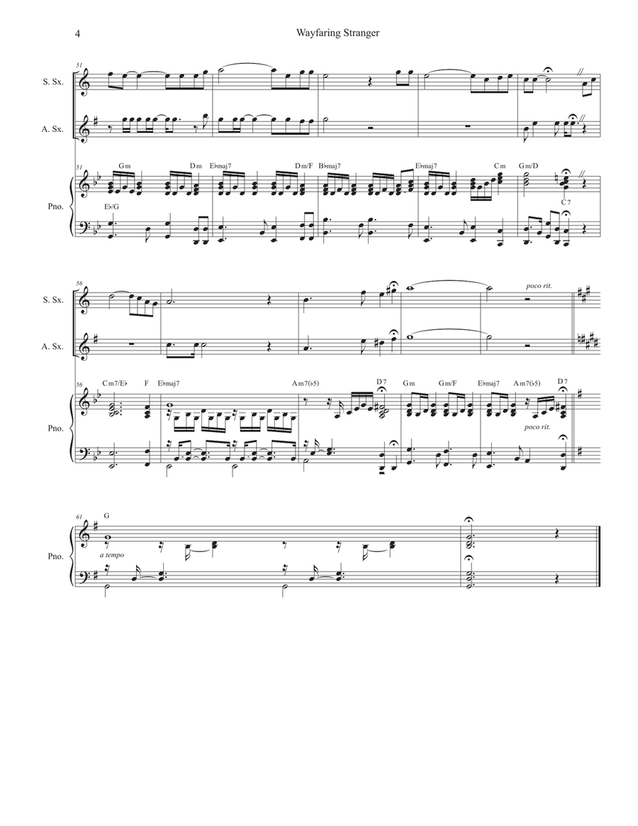Wayfaring Stranger (Duet for Soprano and Alto Saxophone) Woodwind Duet scores gallery preview page 5