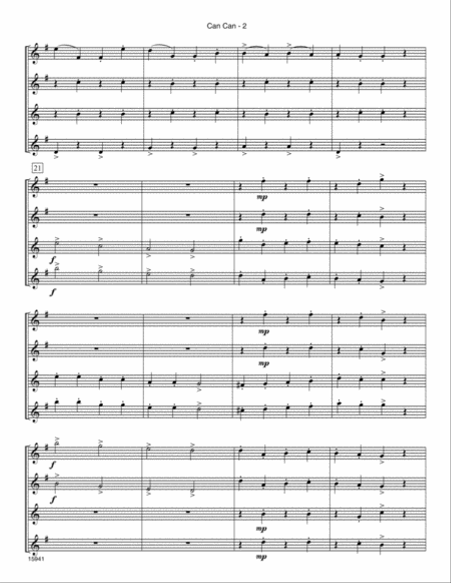 Can Can (from Orpheus In The Underworld) Saxophone Quartet scores gallery preview page 3