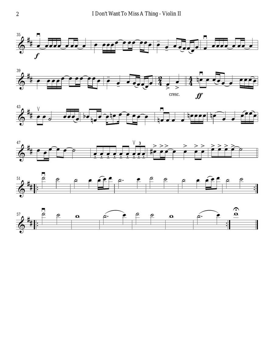 I Don't Want To Miss A Thing I Don't Want To Miss A Thing String Quartet scores gallery preview page 4