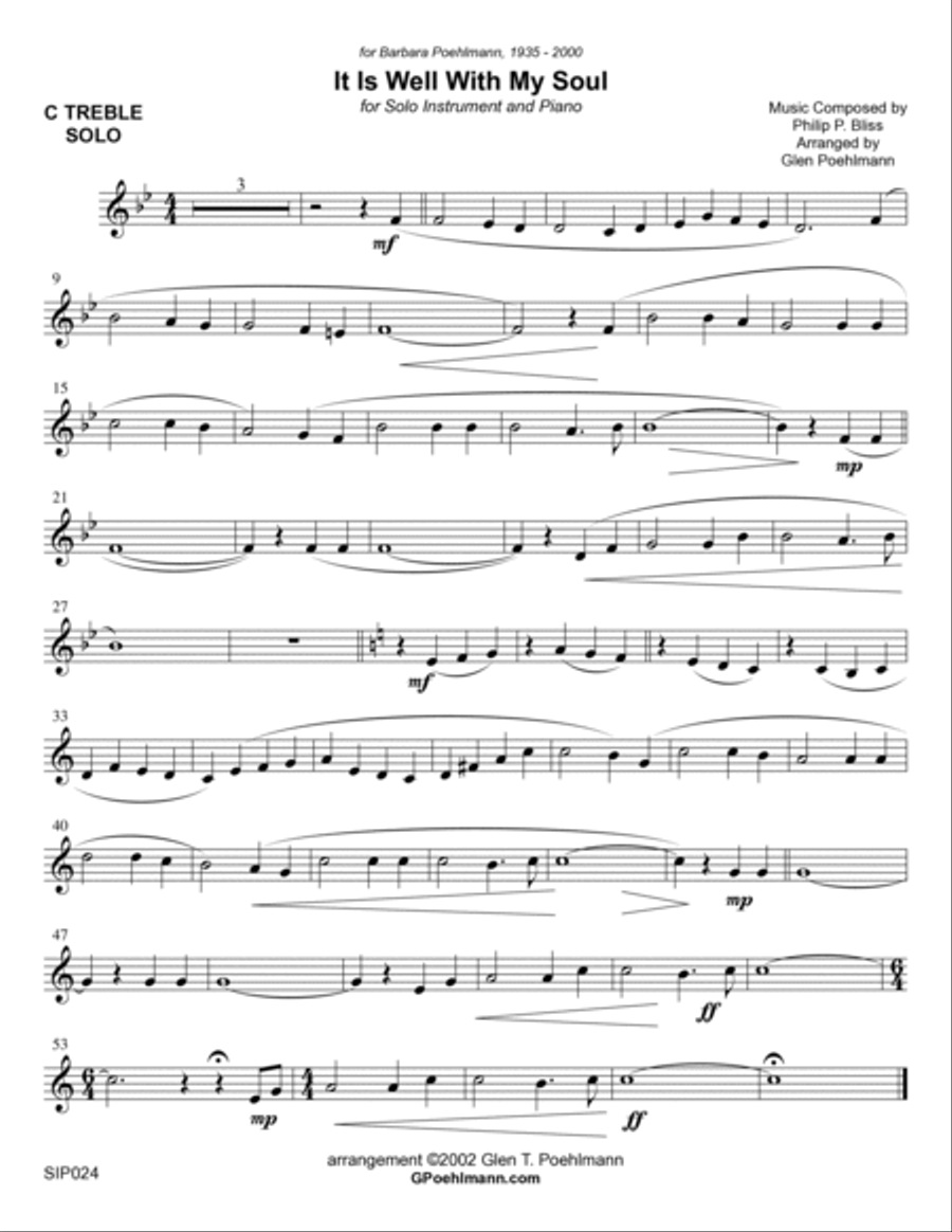 IT IS WELL WITH MY SOUL - Any orchestral instrument with Piano accompaniment (Grade 2) Piano scores gallery preview page 6