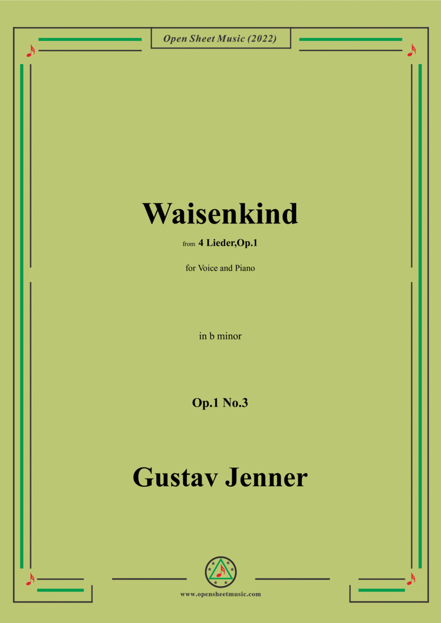 Jenner-Waisenkind,in b minor,Op.1 No.3,from '4 Lieder,Op.1' Voice scores gallery preview page 1