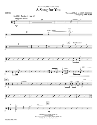 Book cover for A Song For You (arr. Mac Huff) - Drums