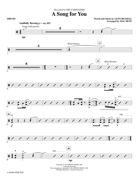 A Song For You (arr. Mac Huff) - Drums