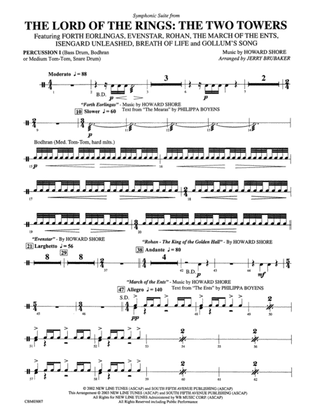 Book cover for The Lord of the Rings: The Two Towers, Symphonic Suite from: 1st Percussion