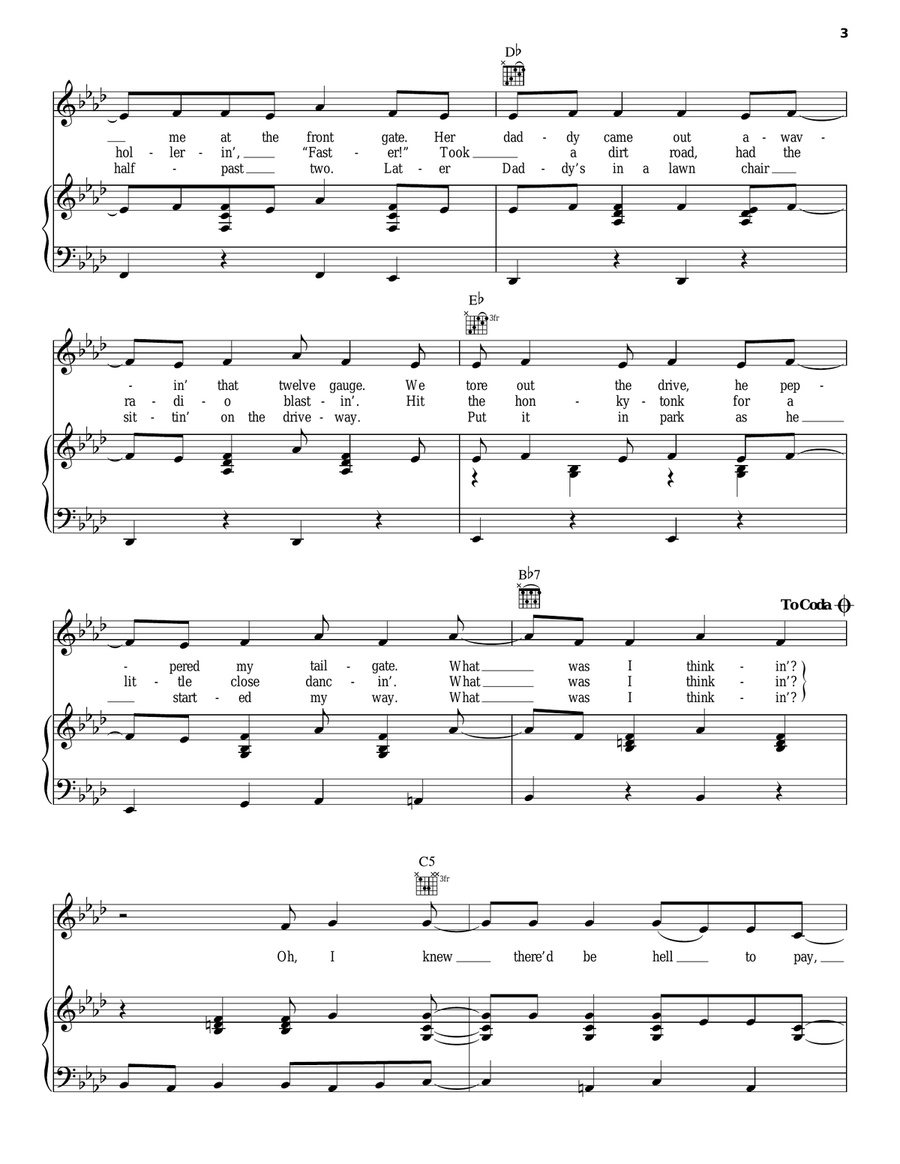 What Was I Thinkin' Piano, Vocal, Guitar scores gallery preview page 3