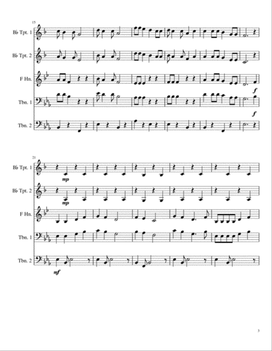Buffalo Gals for Brass Quartet with optional horn Brass Quartet scores gallery preview page 3
