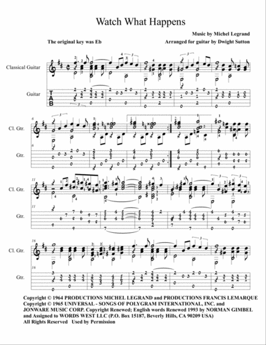 Watch What Happens Watch What Happens Guitar Tablature scores gallery preview page 1