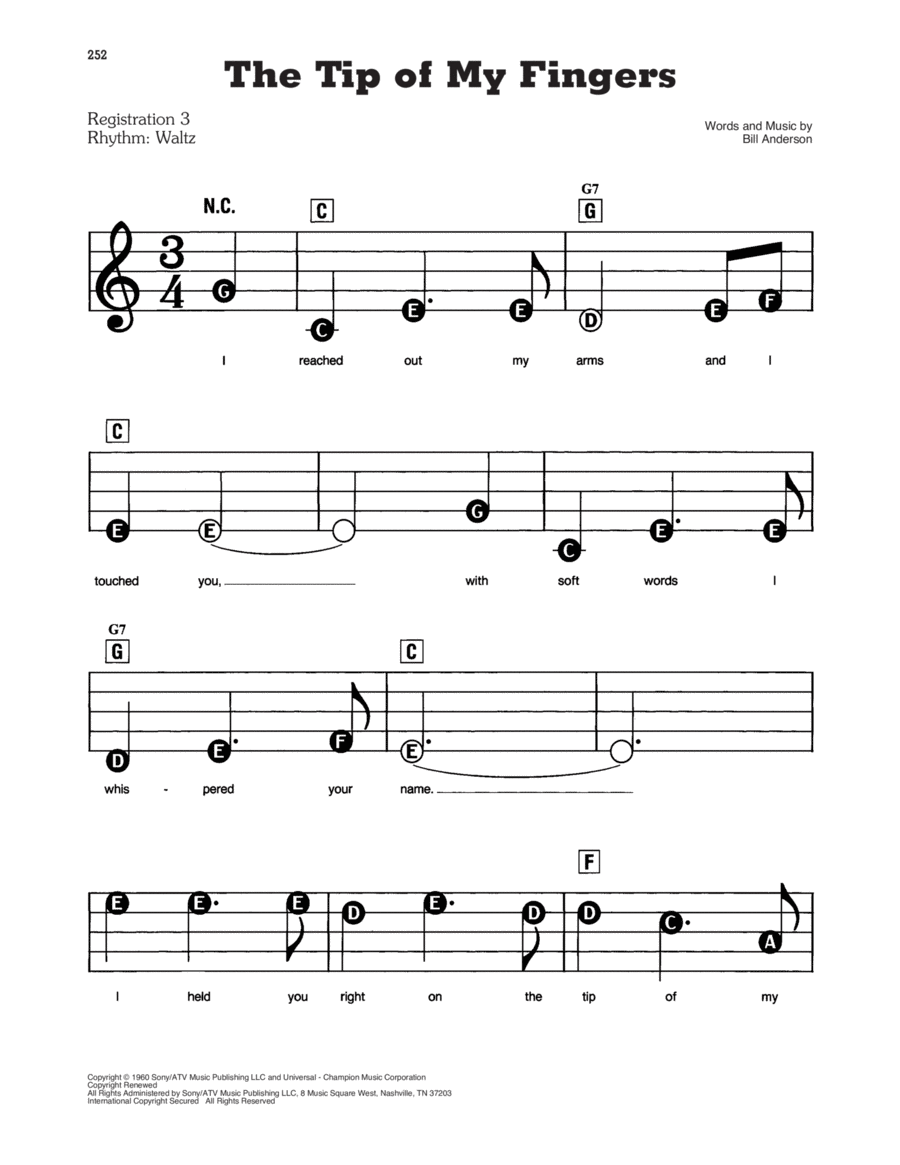 The Tip Of My Fingers The Tip Of My Fingers Electronic Keyboard scores gallery preview page 1