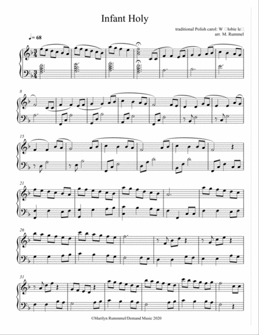 Infant Holy - solo intermediate harp - pedal or lever Pedal Harp scores gallery preview page 2