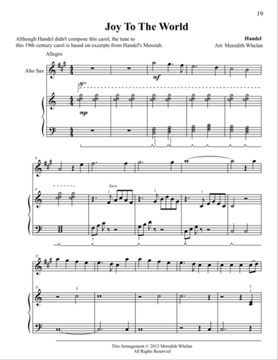 Christmas Duets for Alto Saxophone & Piano: Joy To The World Woodwind Duet scores gallery preview page 1
