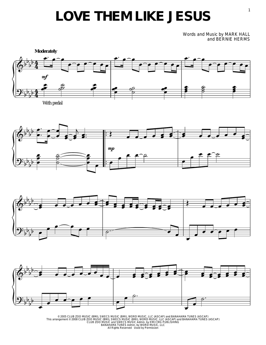 Love Them Like Jesus Piano Solo scores gallery preview page 1