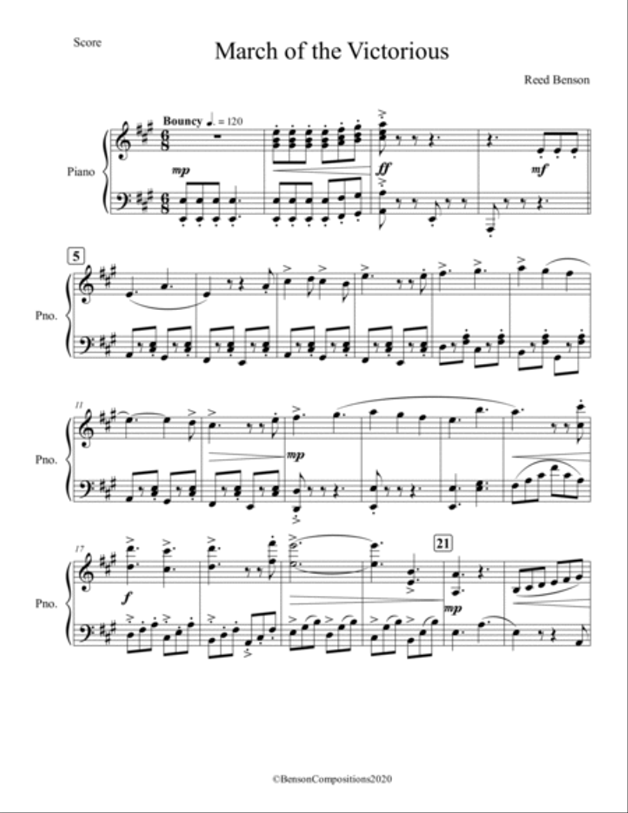 March of the Victorious Piano Solo scores gallery preview page 1