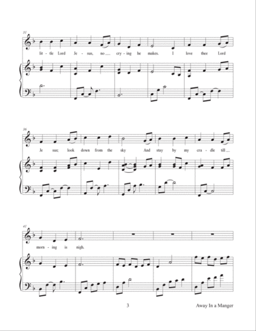 Away in a Manger (For Children's Voices) Children's Choir scores gallery preview page 3