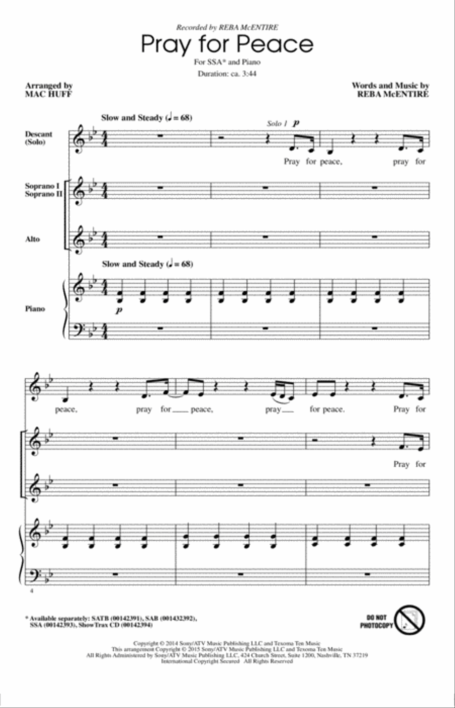 Pray For Peace SSA scores gallery preview page 1