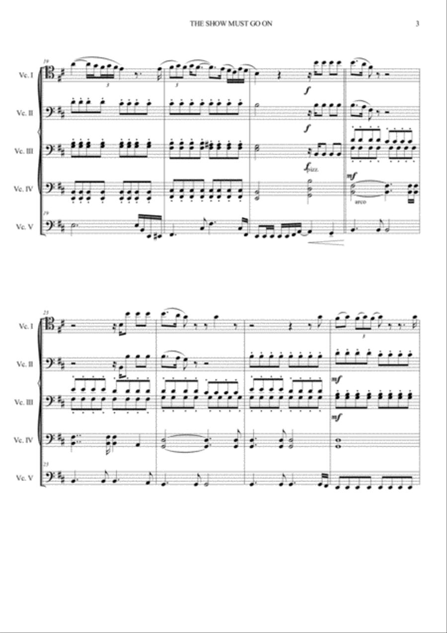 The Show Must Go On Cello scores gallery preview page 3