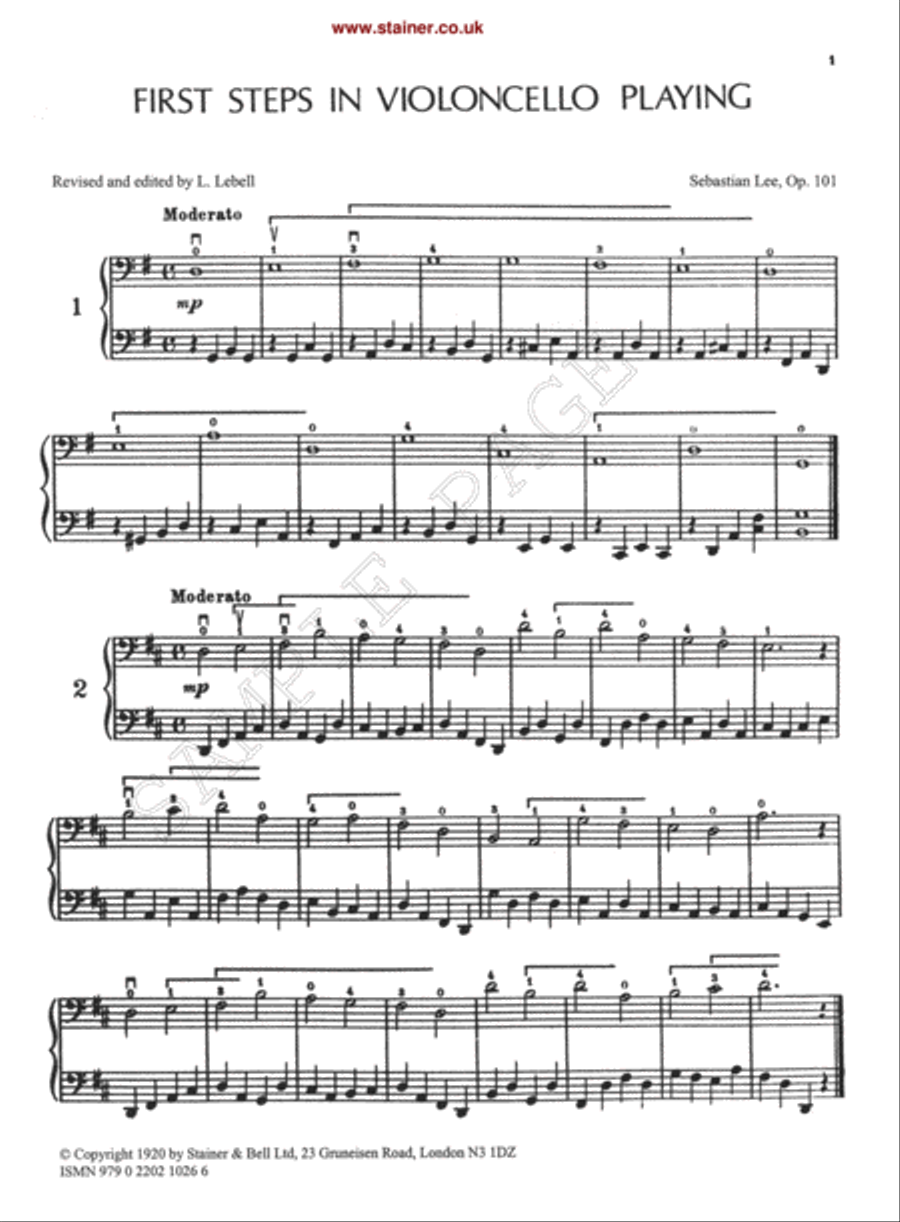 First Steps for One or Two Cellos, Op. 101 Cello scores gallery preview page 2