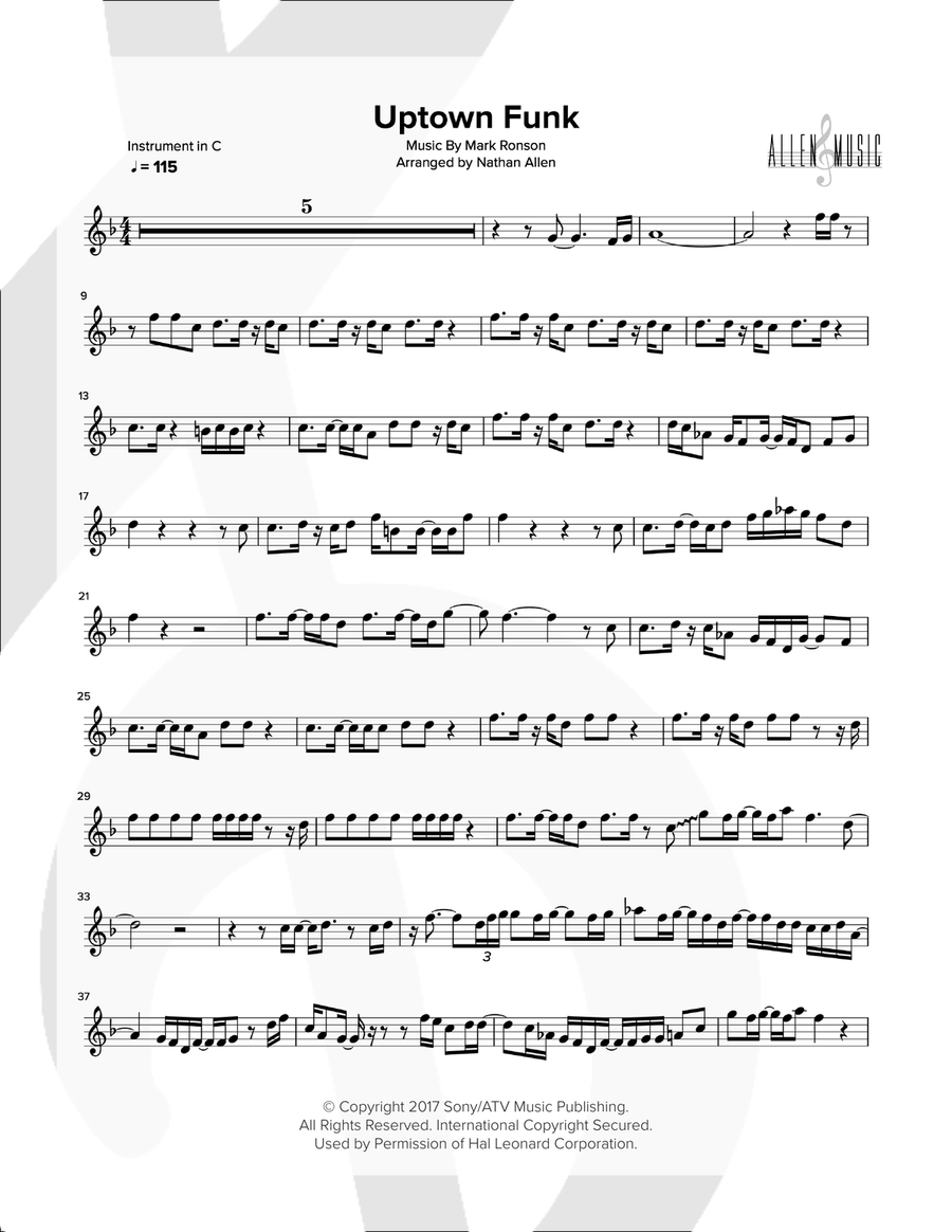 Uptown Funk Small Ensemble scores gallery preview page 1