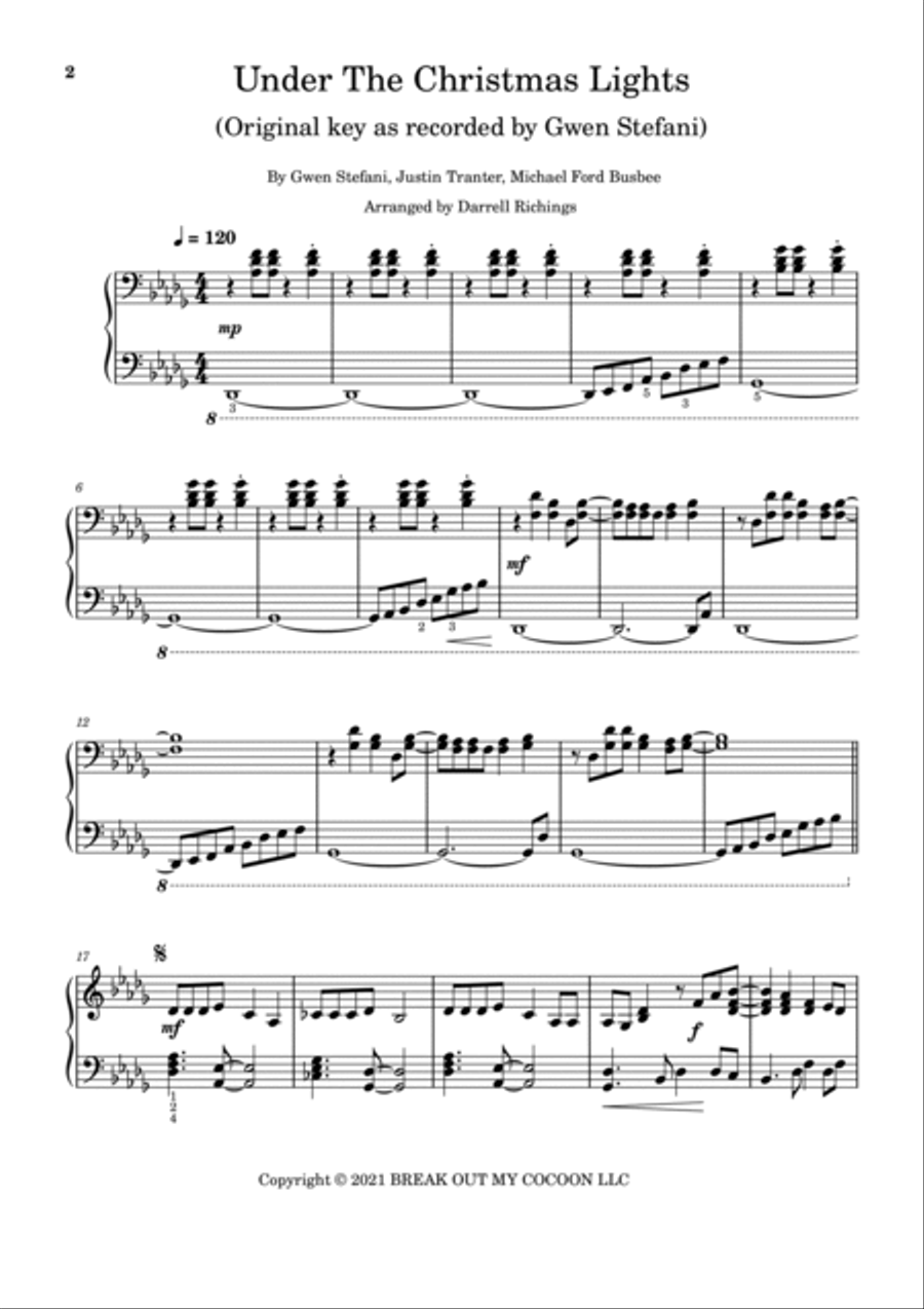 Under The Christmas Lights Piano Solo scores gallery preview page 2