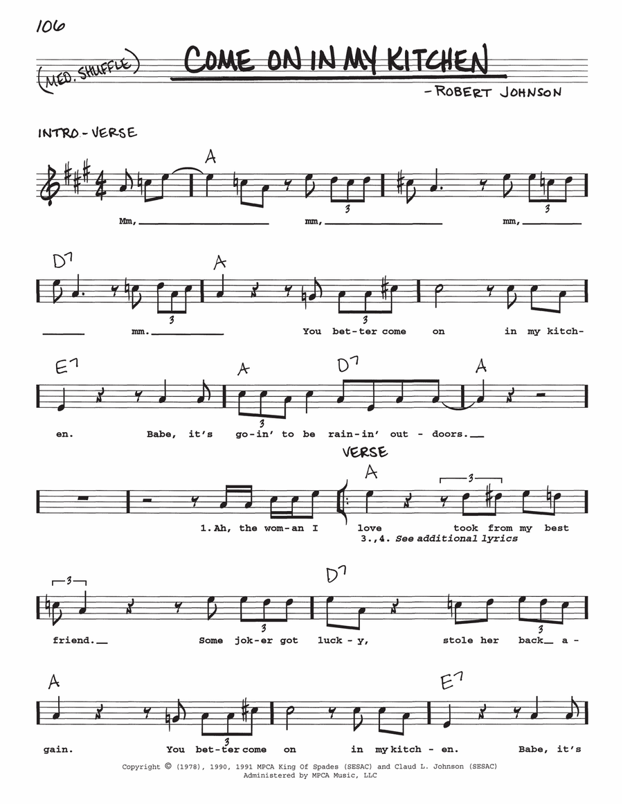 Come On In My Kitchen Come On In My Kitchen Voice scores gallery preview page 1