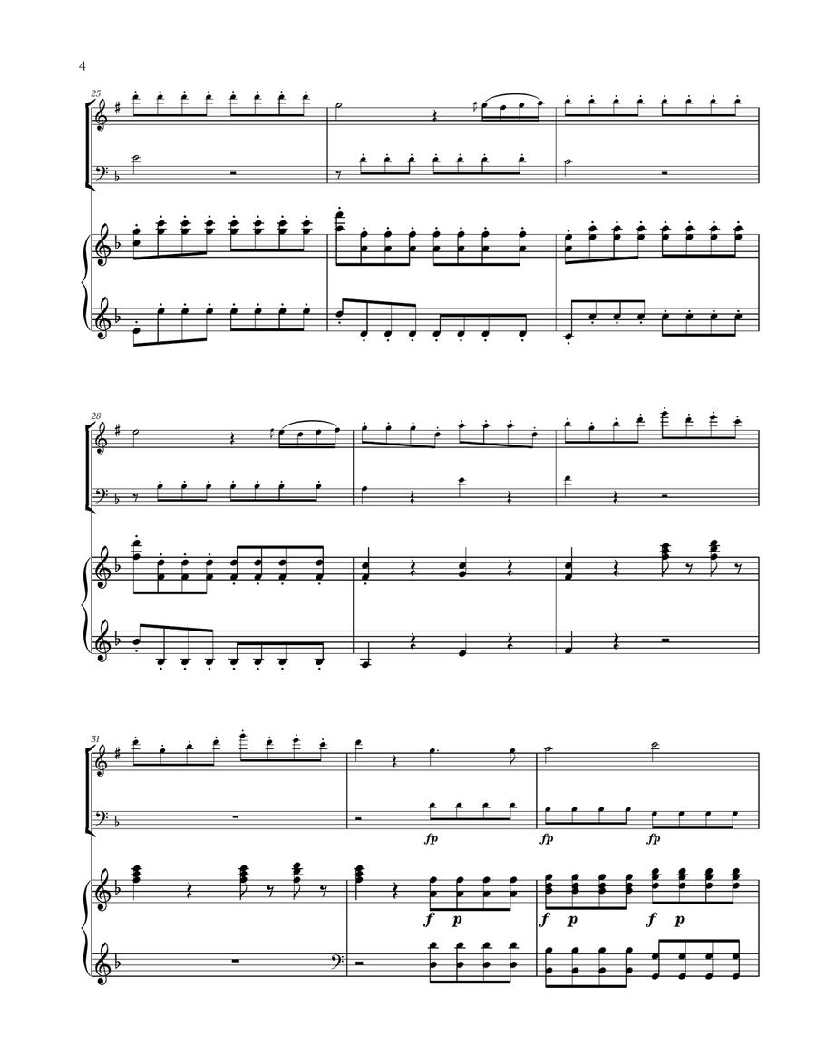 W. A. Mozart - Queen of the Night Aria for Trumpet in Bb, Trombone and Piano Brass Duet scores gallery preview page 4