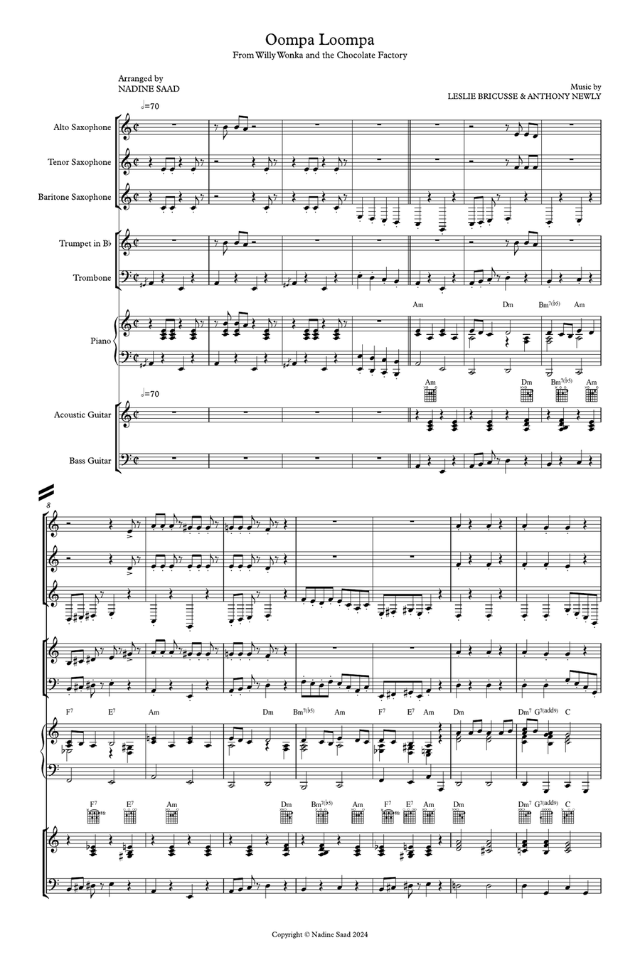 Oompa-Loompa-Doompadee-Doo Concert Band scores gallery preview page 1