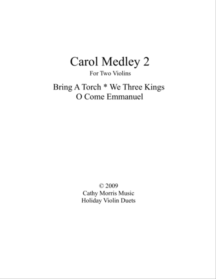 Carol Medley 2 Violin Duo Bring A Torch / We Three Kings String Duet scores gallery preview page 1